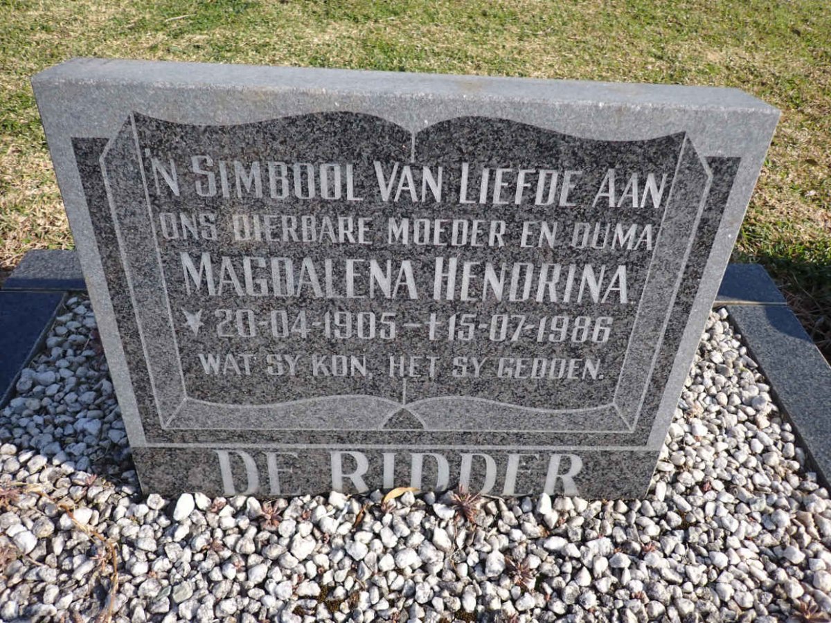 RIDDER Magdalena Hendrina, de 1905-1986