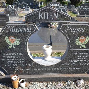 KOEN Frederik H.P. 1926-2001 & Johanna P. 1931-1990