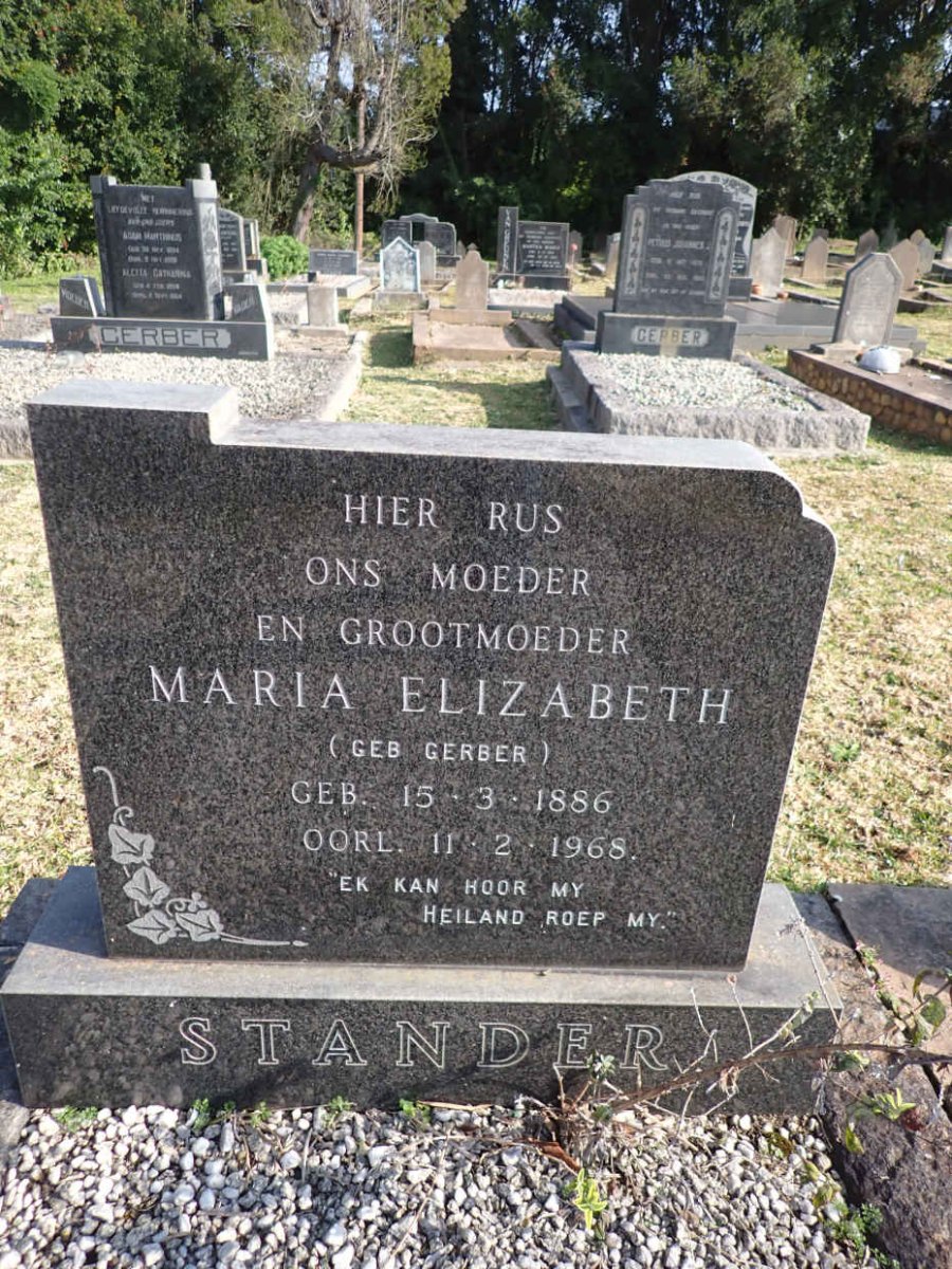 STANDER Maria Elizabeth nee GERBER 1925-1989
