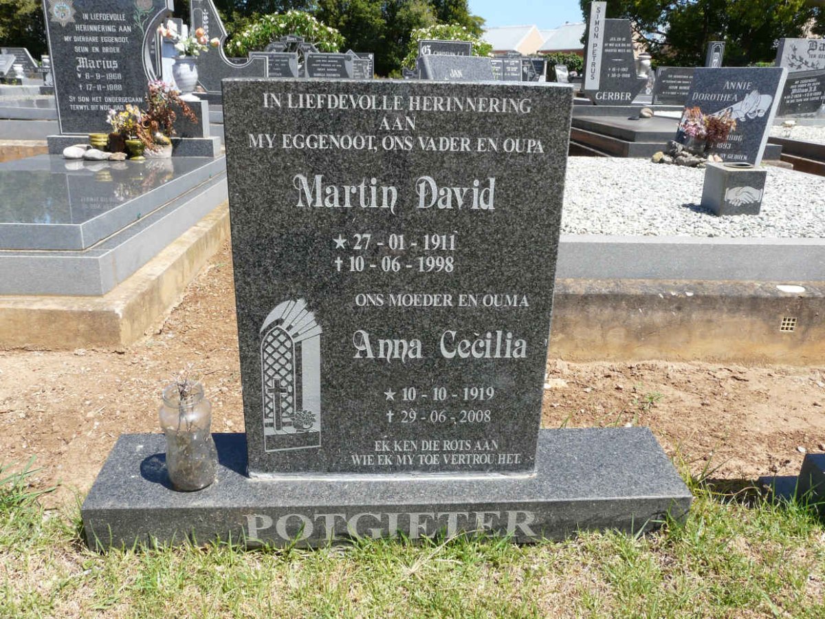 POTGIETER Martin David 1911-1998 &amp; Anna Cecilia 1919-2008