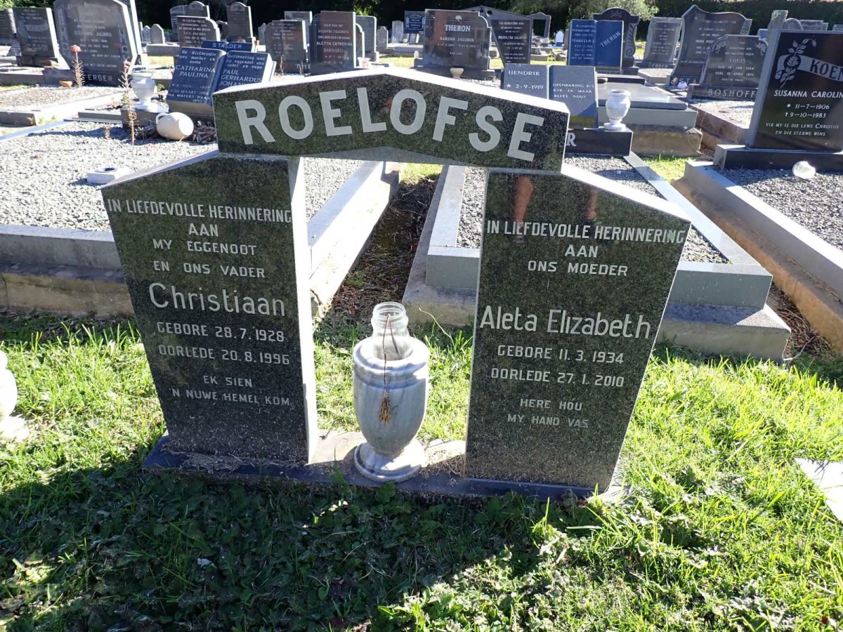 ROELOFSE Christiaan 1928-1996 & Aleta Elizabeth 1934-2010