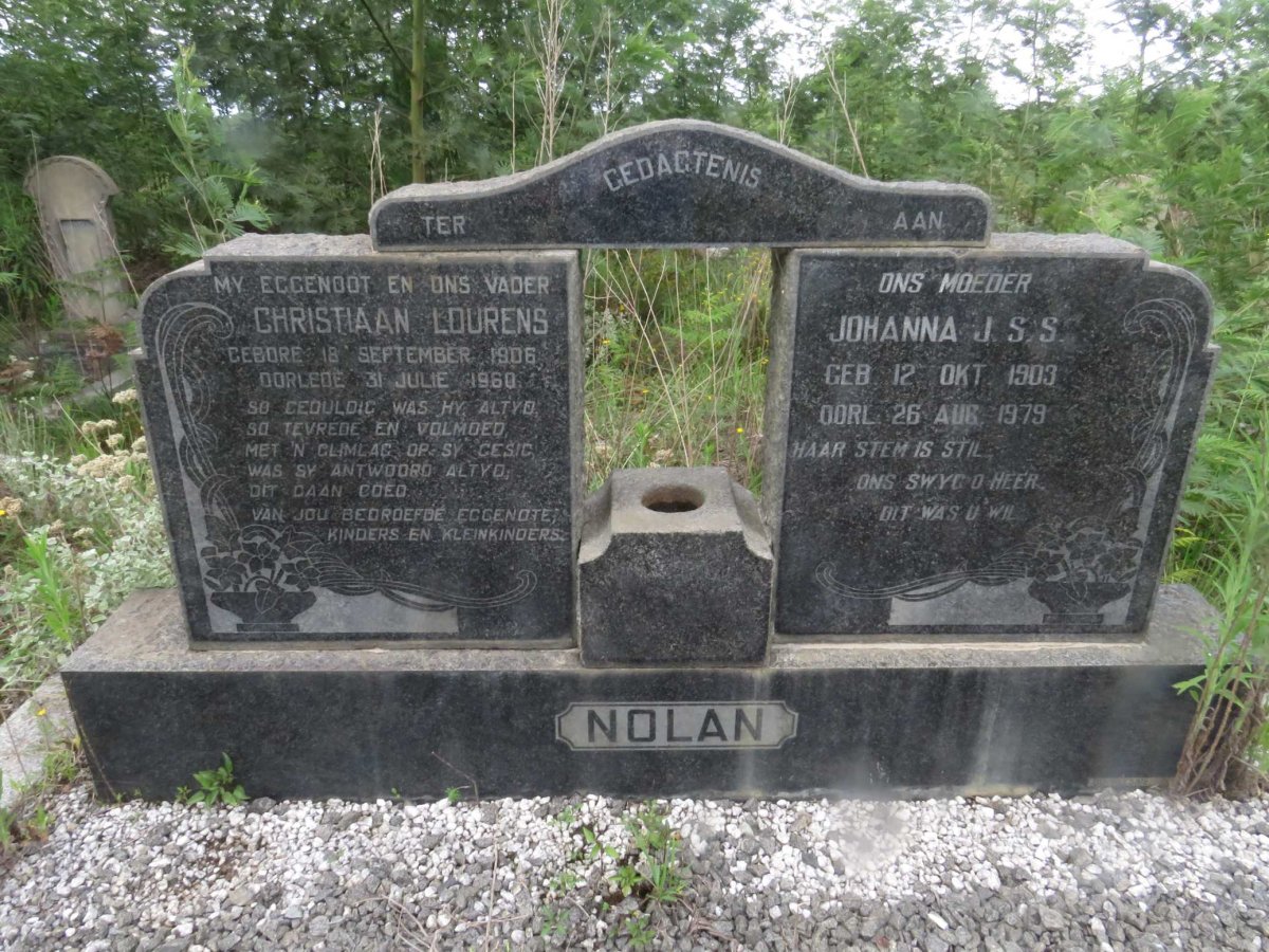 NOLAN Christiaan Lourens 1906-1960 &amp; Johanna Jacomina Stoffelina Susanna Nysschens 1903-1979