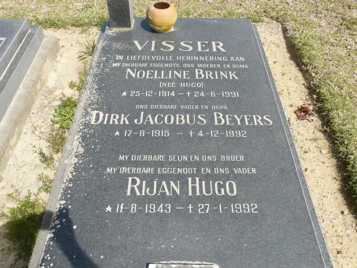 VISSER Dirk Jacobus Beyers 1915-1992 &amp; Noelline Brink HUGO 1914-1991 :: VISSER Rijan Hugo 1943-1992