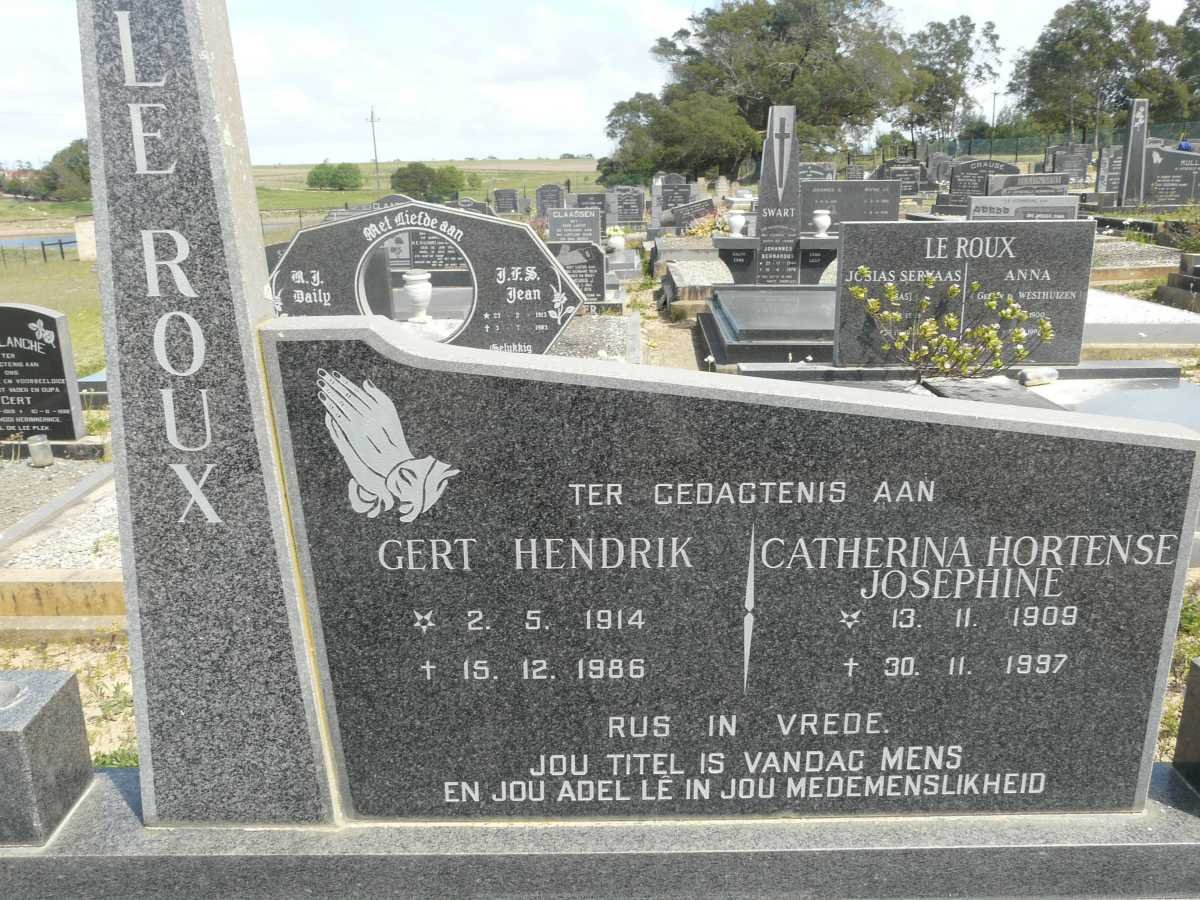 ROUX Gert Hendrik, le 1914-1986 &amp; Catherina Hortense Josephine 1909-1997