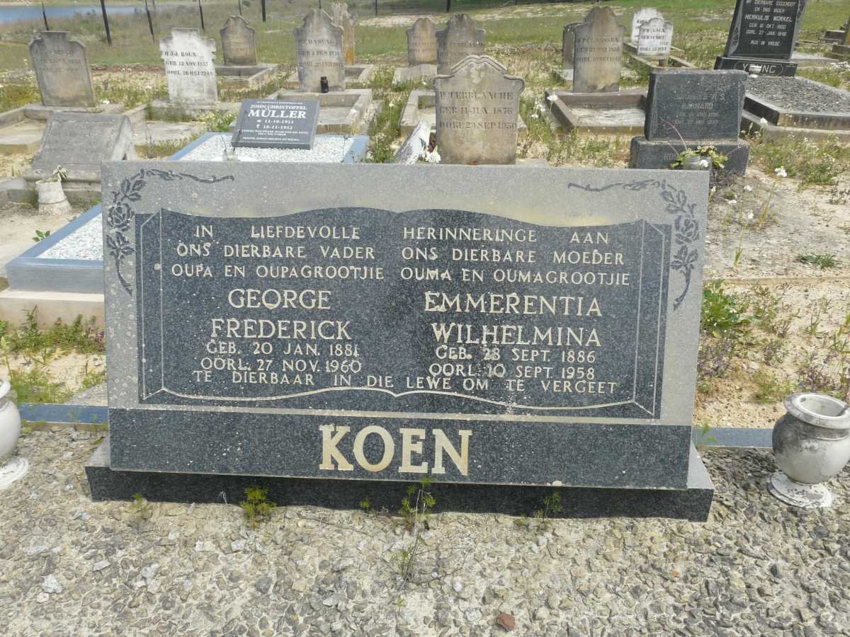 KOEN George Frederick 1881-1960 &amp; Emmerentia Wilhelmina 1886-1958