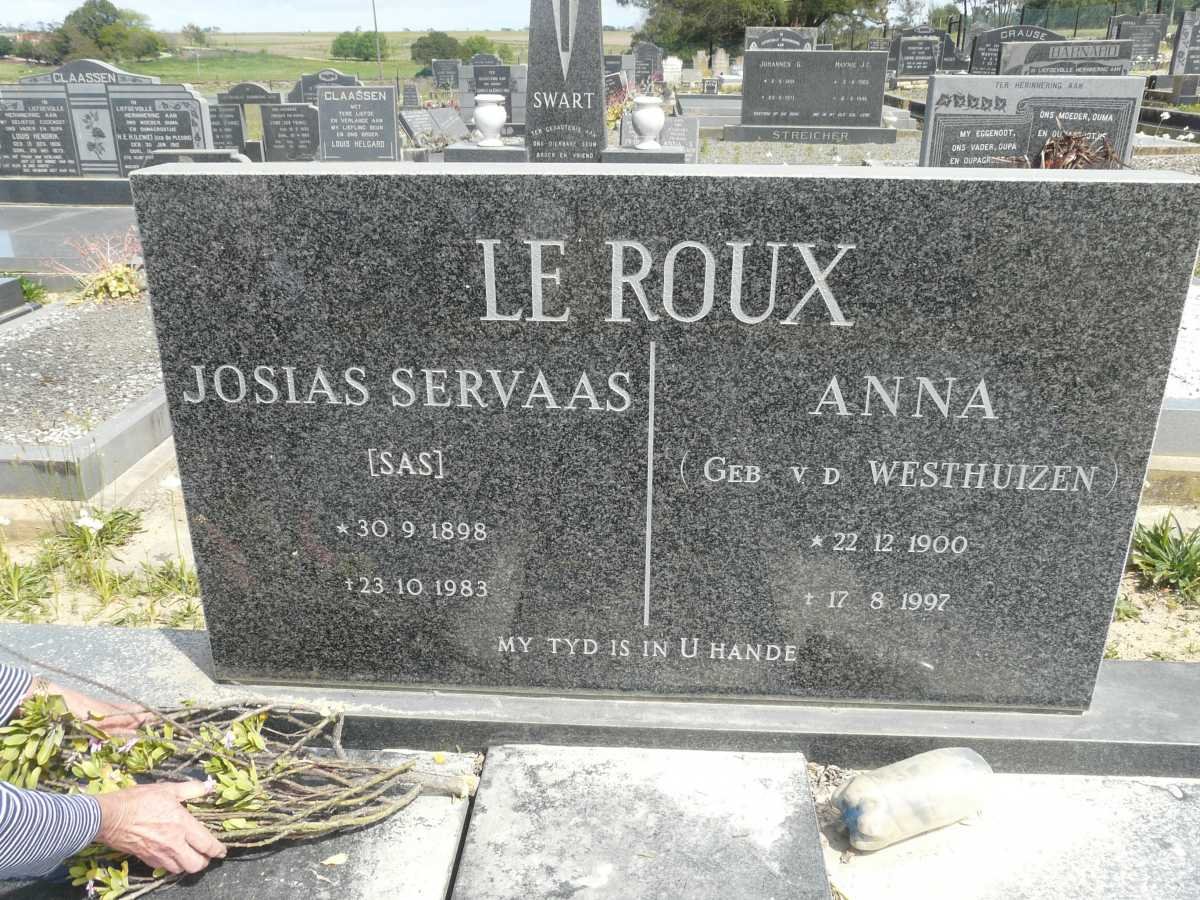 ROUX Josias Servaas, le 1898-1983 &amp; Anna VAN DER WESTHUIZEN 1900-1997