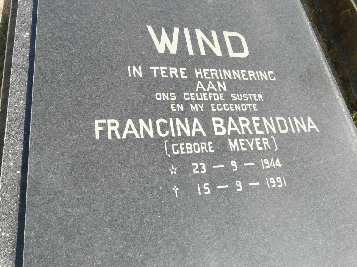 WIND Francina Barendina nee MEYER 1944-1991