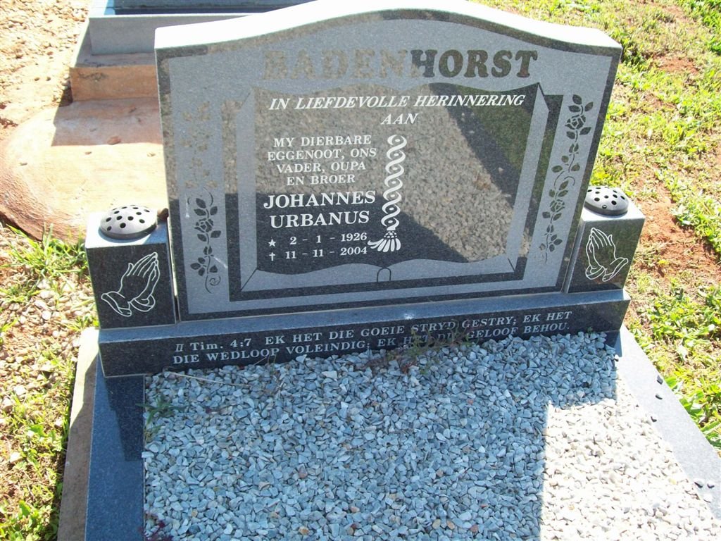 BADENHORST Johannes Urbanus 1926-2004