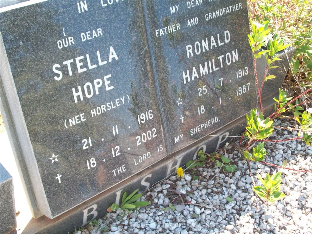 BISHOP Ronald Hamilton 1913-1987 &amp; Stella Hope HORSLEY 1916-2002