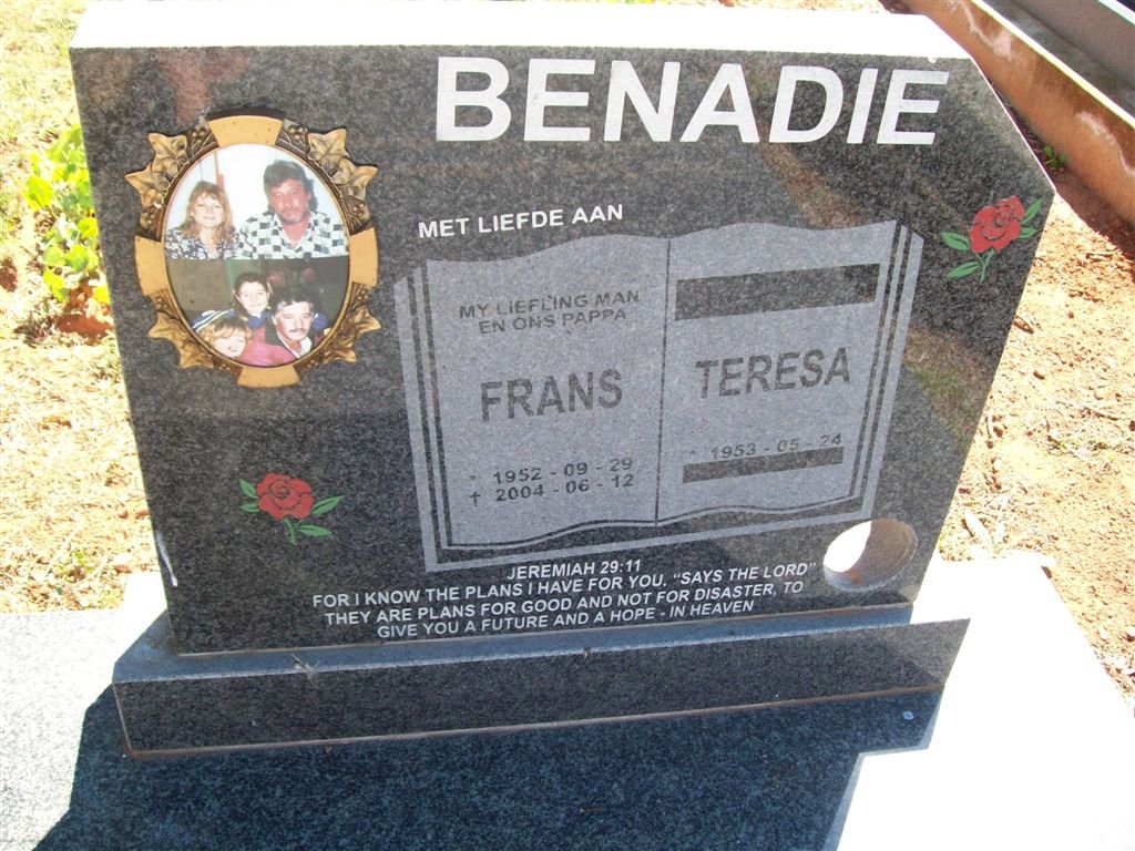 BENADIE Frans 1952-2004 &amp; Teresa 1953-