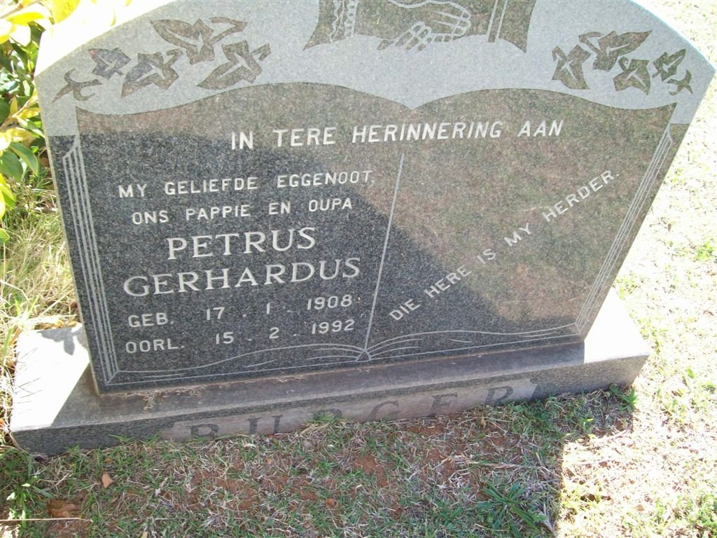 BURGER Petrus Gerhardus 1908-1992