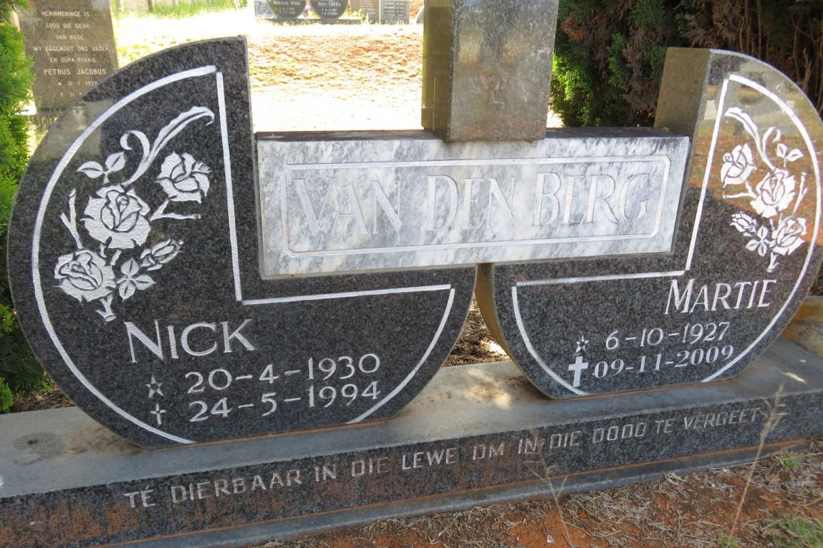 BERG Nick, van den 1930-1994 &amp; Martie 1927-2009