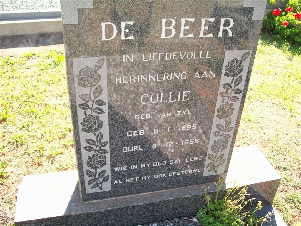 BEER Collie, de nee VAN ZYL 1895-1968