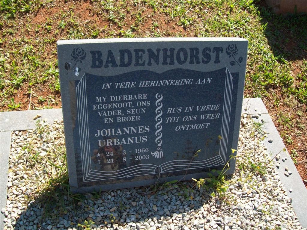 BADENHORST Johannes Urbanus 1966-2003