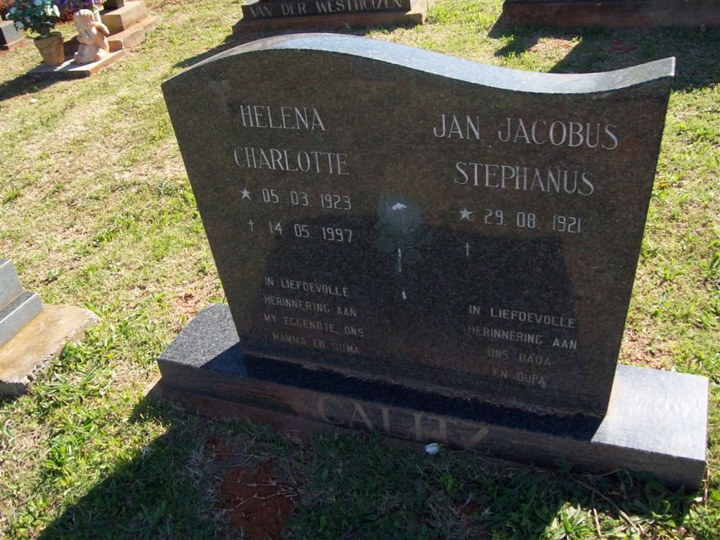 CALITZ Jan Jacobus Stephanus 1921- &amp; Helena Charlotte 1923-1997