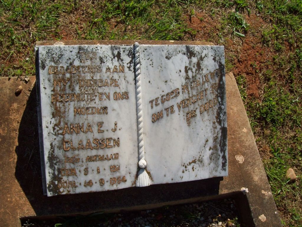 CLAASSEN Anna E.J. nee NIEMAND 1911-1954