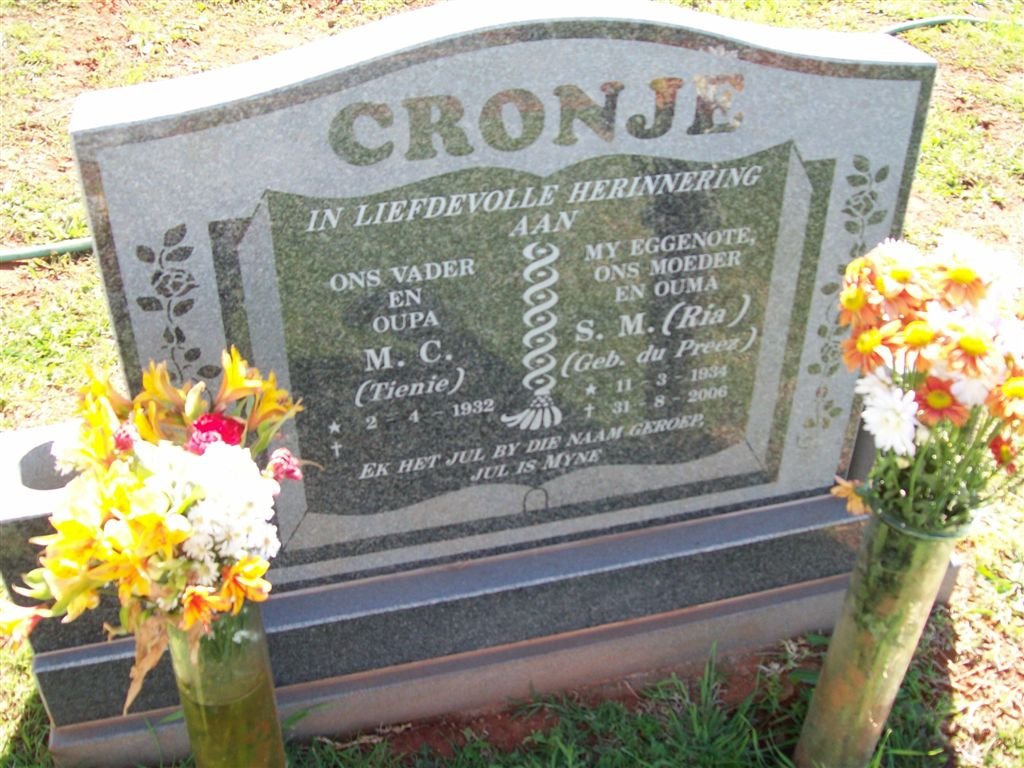 CRONJE M.C. 1932- &amp; S.M. DU PREEZ 1934-2006
