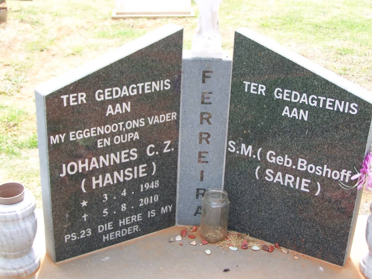 FERREIRA Johannes C.Z. 1948-2010 &amp; S.M. BOSHOFF