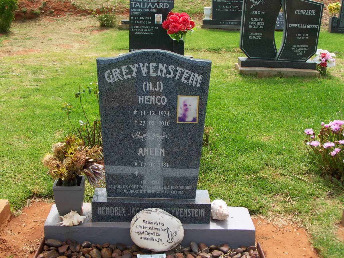 GREYVENSTEIN Hendrik Jacobus 1974-2010 &amp; Aneen 1981-