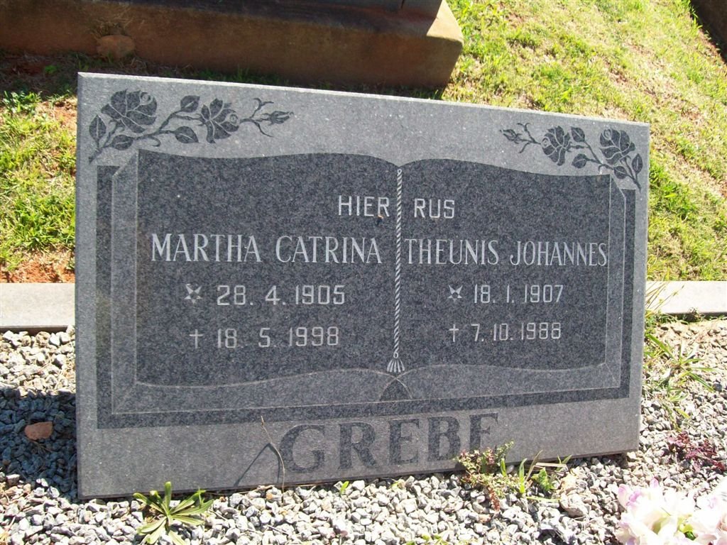 GREBE Theunis Johannes 1907-1988 &amp; Martha Catrina 1905-1998