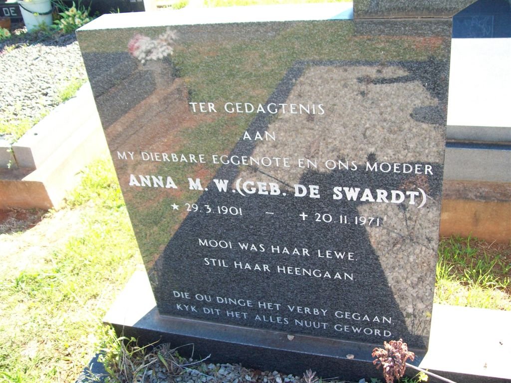 JOUBERT Anna M. W. nee DE SWART 1901-1971