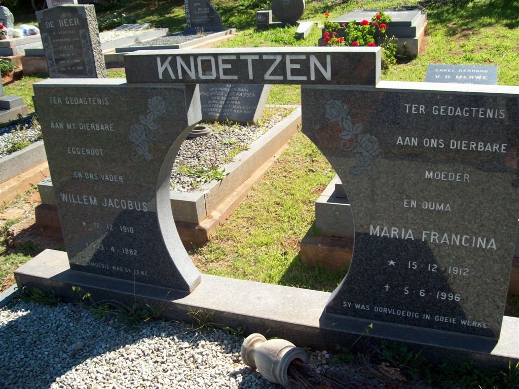 KNOETZEN Willem Jacobus 1910-1982 &amp; Maria Francina 1912-1996