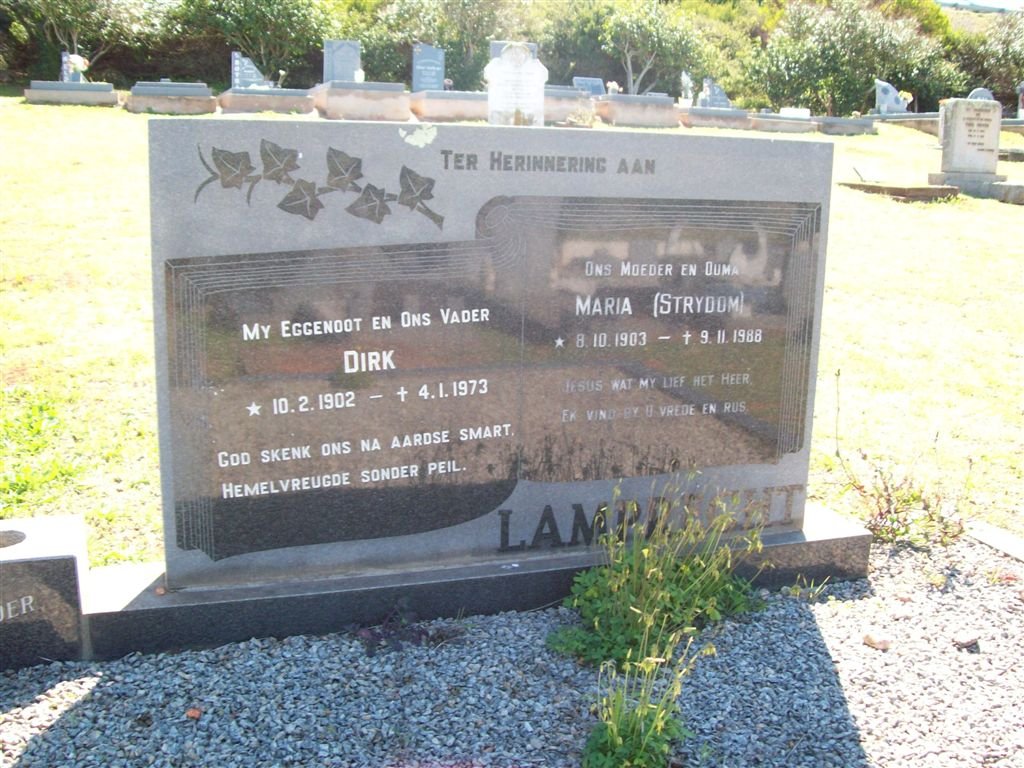 LAMPBRECHT Dirk 1902-1973 &amp; Maria STRYDOM 1903-1988