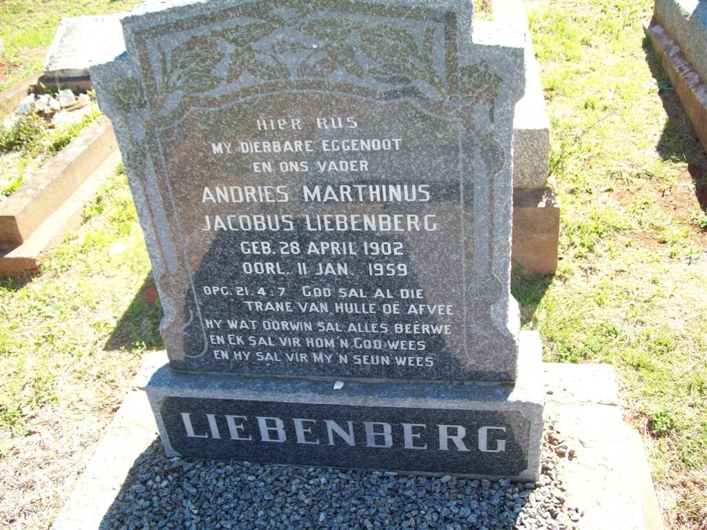 LIEBENBERG Andries Marthinus Jacobus 1902-1959