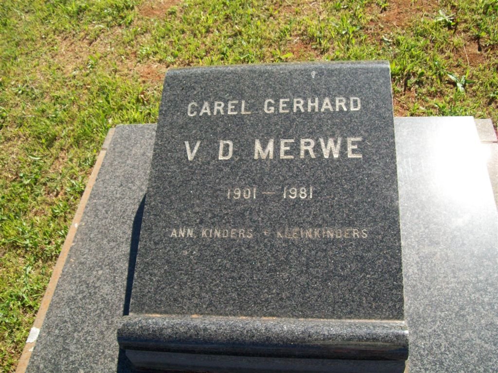 MERWE Carel Gerhard, v.d. 1901-1981
