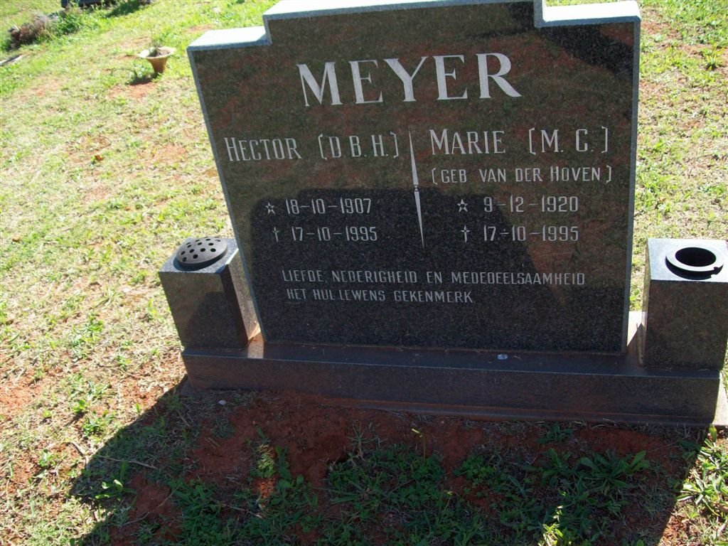 MEYER D.B.H. 1907-1995 &amp; M.C. VAN DER HOVEN 1920-1995