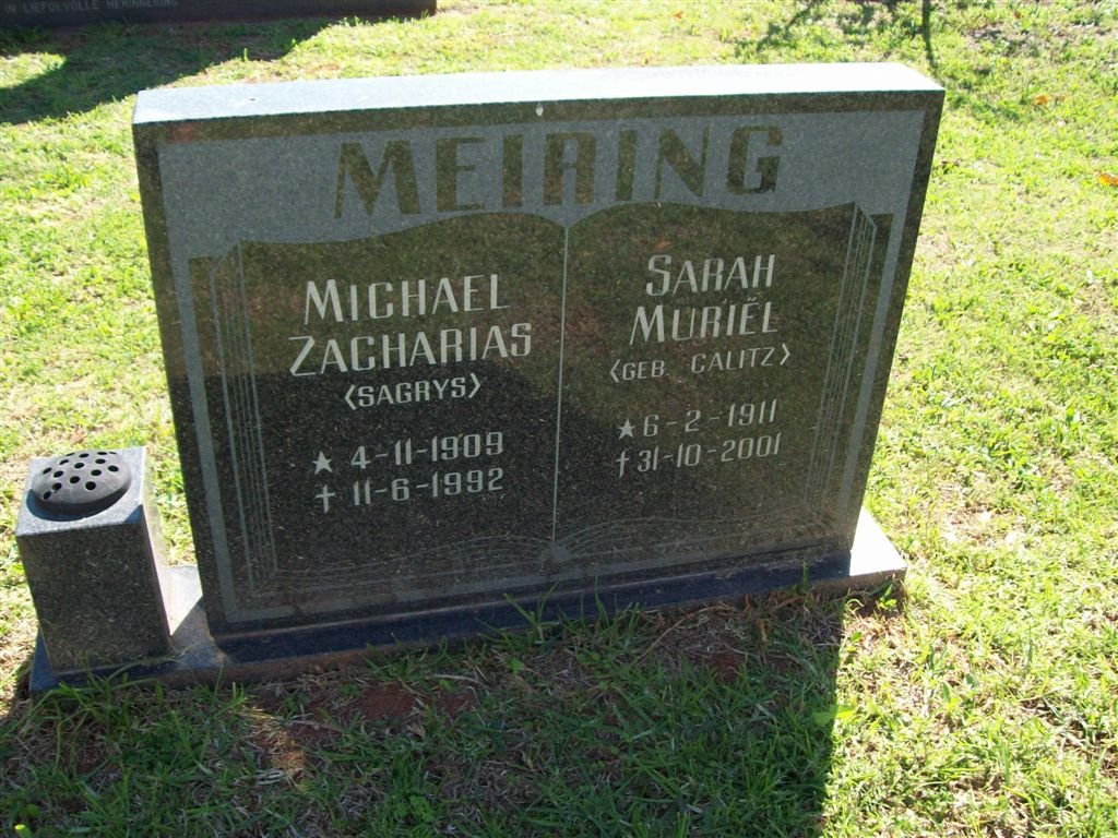 MEIRING Michael Zacharias 1909-1992 &amp; Sarah Muriel CALITZ 1911-2001