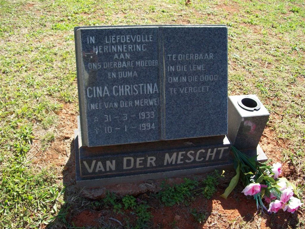 MESCHT Cina Christina, van der nee VAN DER MERWE 1933-1994