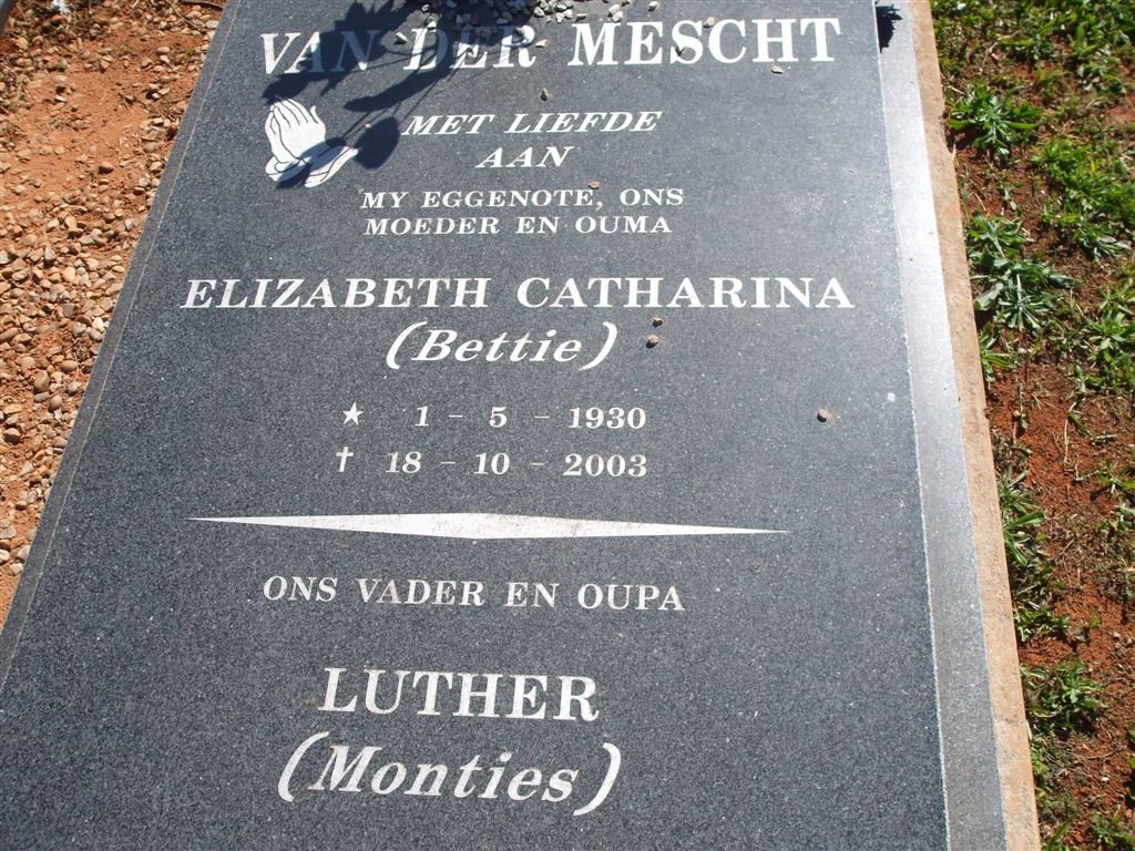 MESCHT Elizabeth Catherina, van der 1930-2003