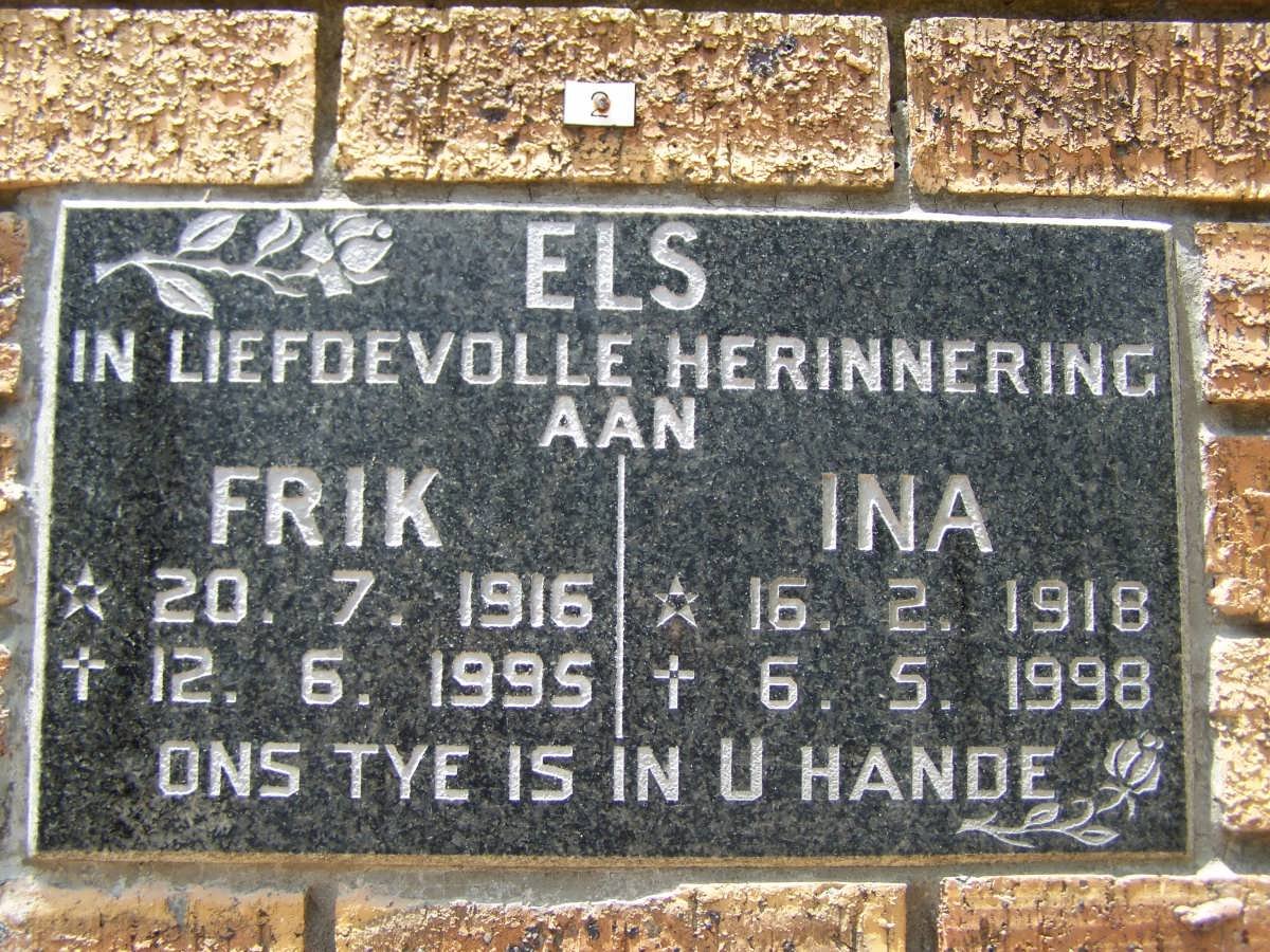 ELS Frik 1916-1995 &amp; Ina 1918-1998