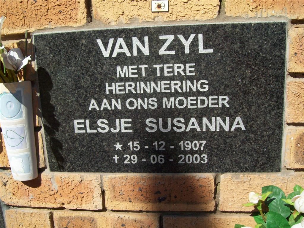 ZYL Elsje Susanna, van 1907-2003