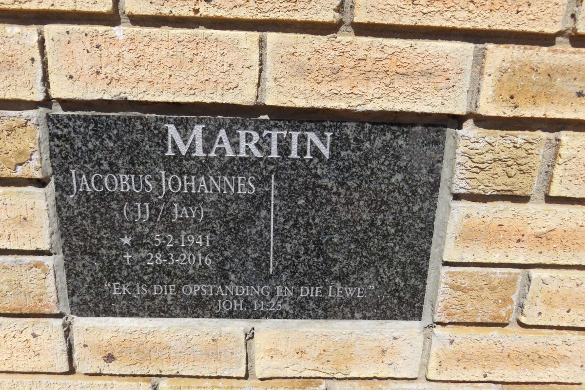 MARTIN Jacobus Johannes 1941-2016