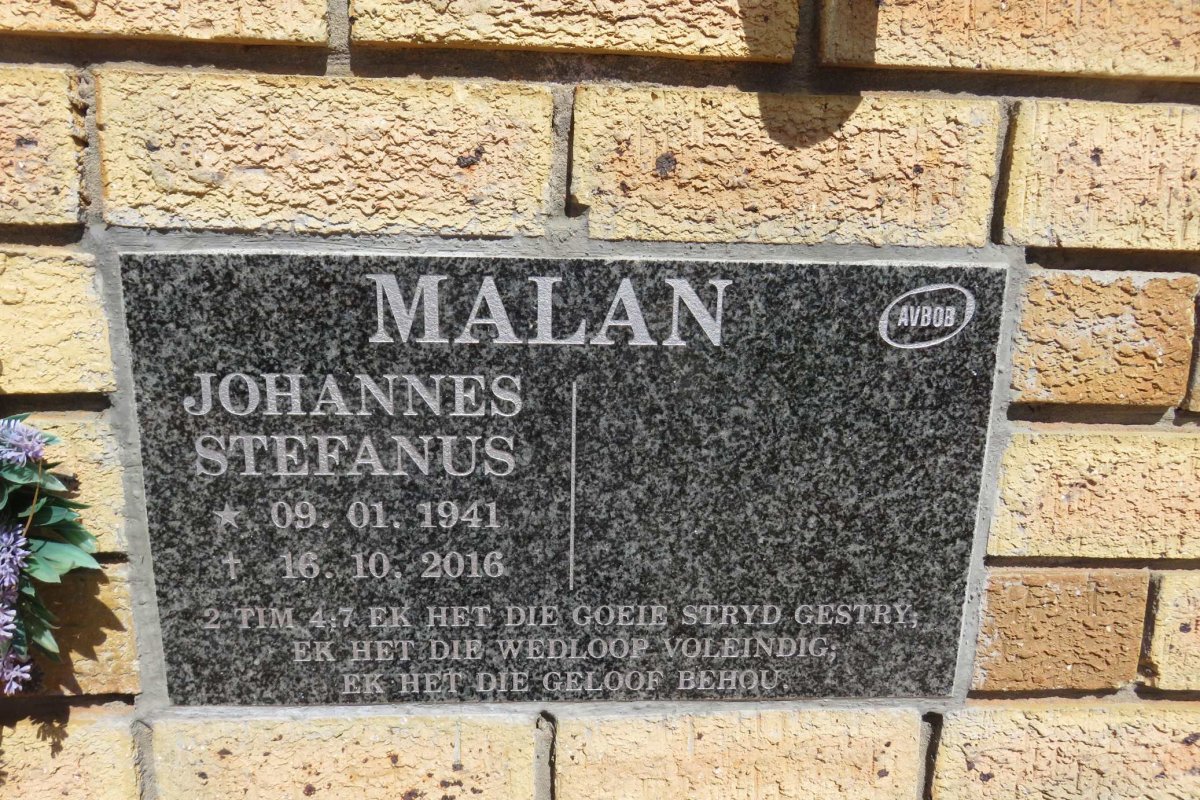 MALAN Johannes Stefanus 1941-2016