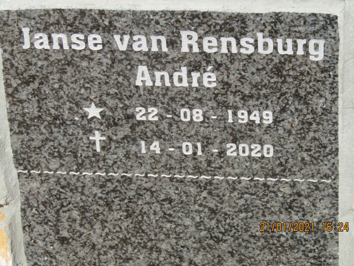 RENSBURG Andre, Janse van 1949-2020