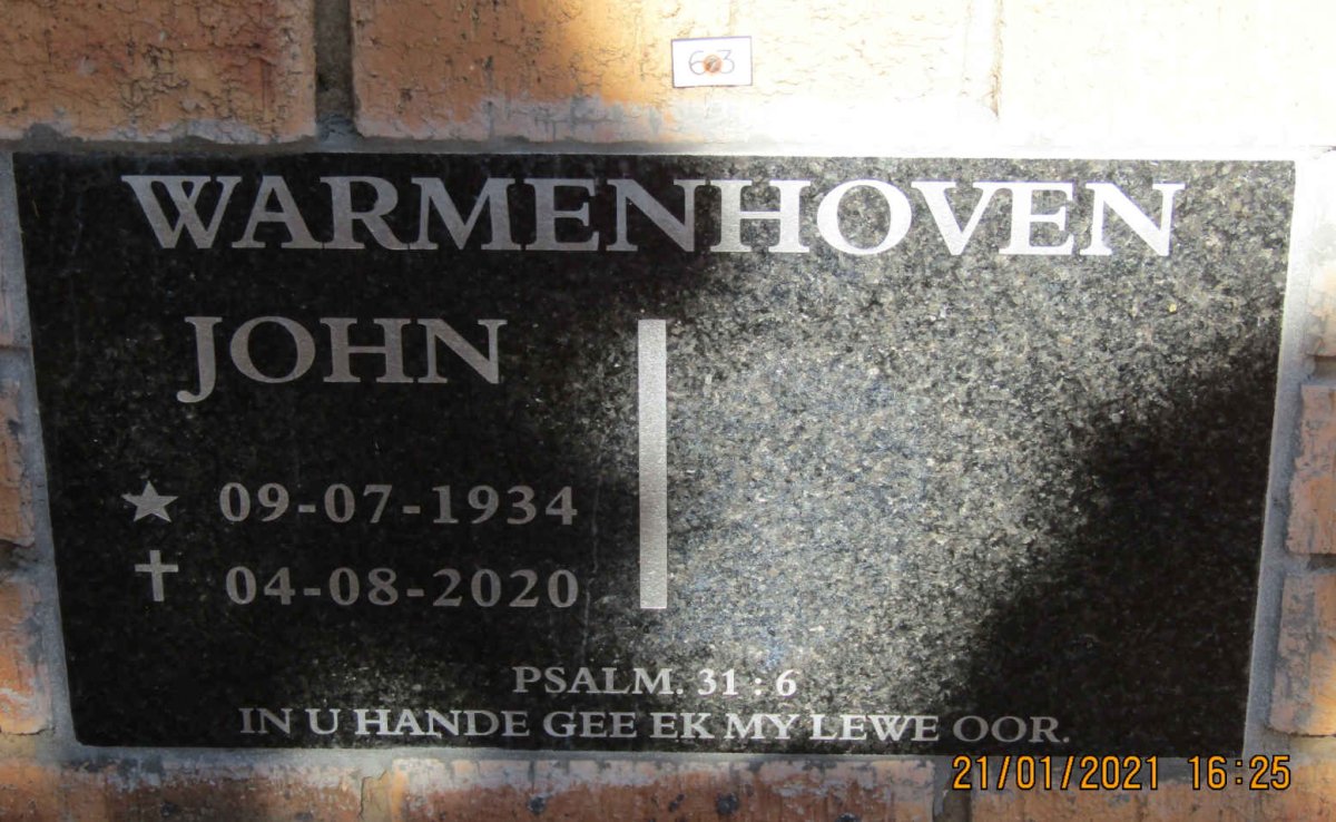 WARMENHOVEN John 1934-2020