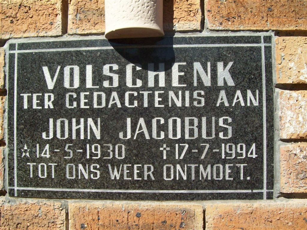 VOLSCHENK John Jacobus 1930-1994
