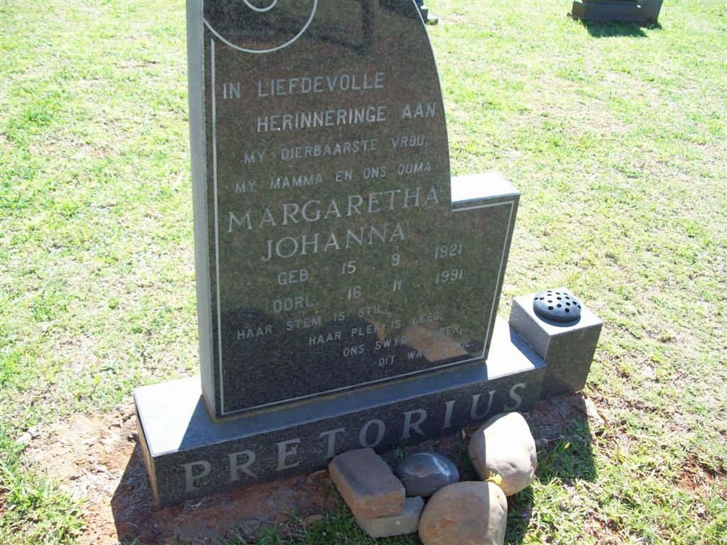 PRETORIUS Margaretha Johanna 1921-1991