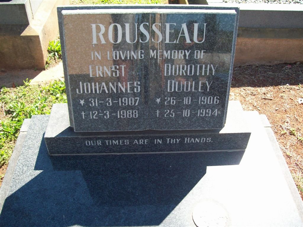 ROUSSEAU Ernst Johannes 1907-1988 &amp; Dorothy Dudley 1906-1994
