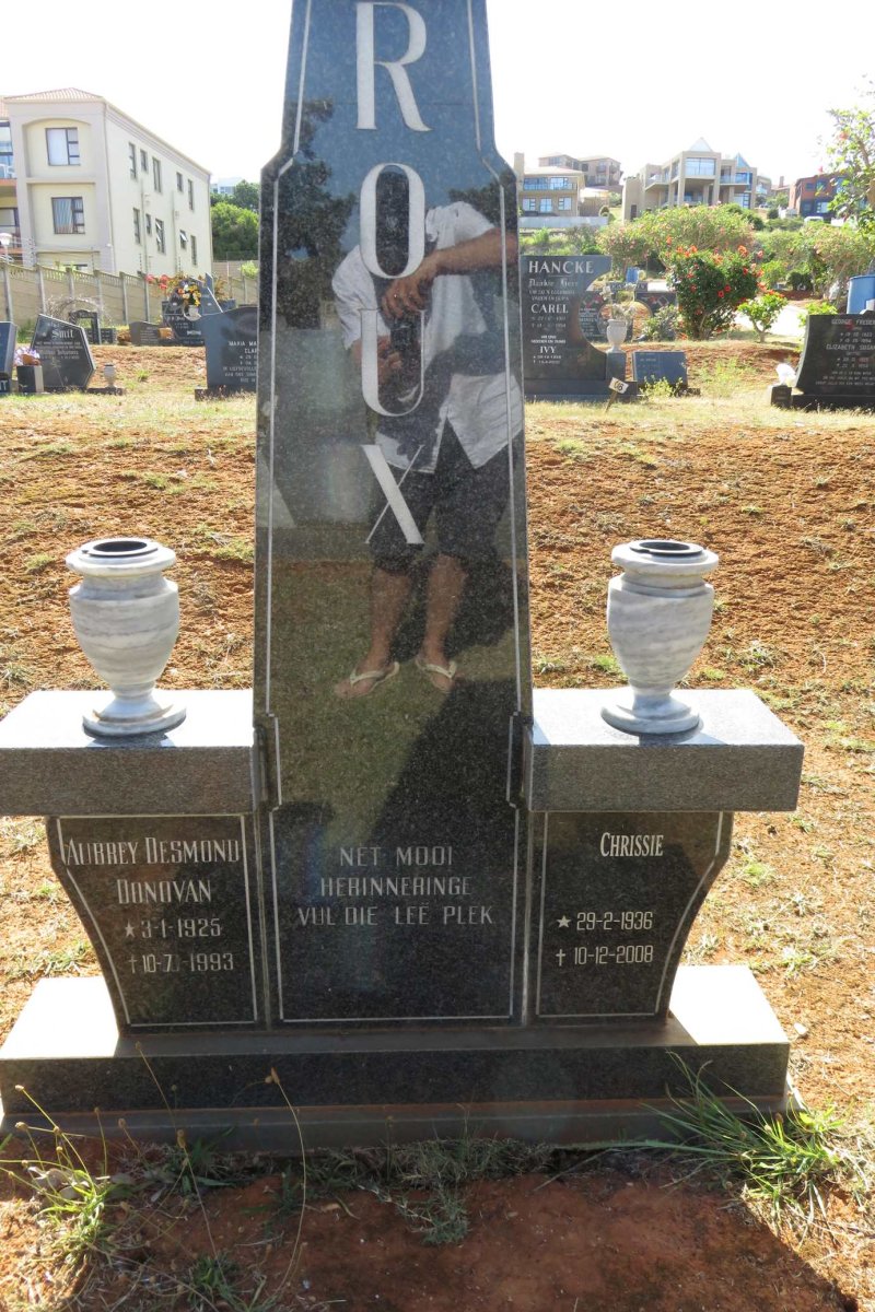 ROUX Aubrey Desmond Donovan 1925-1993 &amp; Chrissie 1936-2008
