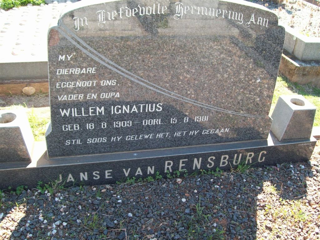 RENSBURG Willem Ignatius, Janse van 1909-1981