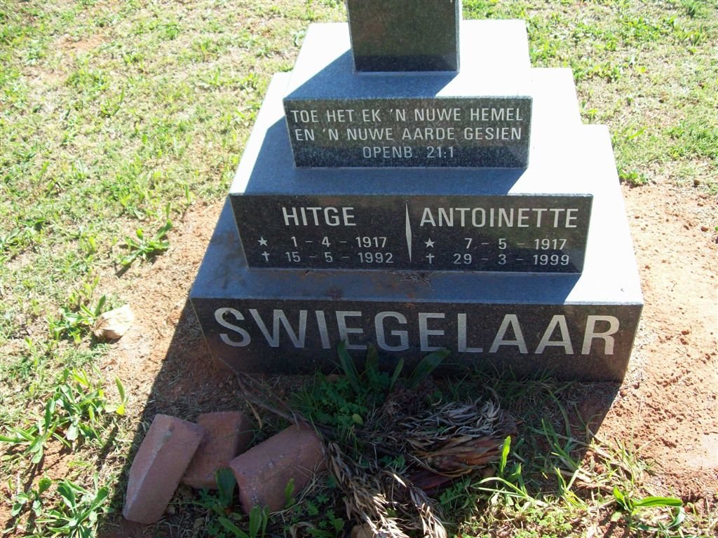SWIEGELAAR Hitge 1917-1992 &amp; Antoinette 1917-1999