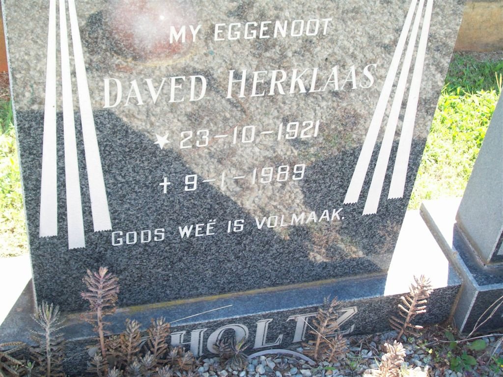 SCHOLTZ Daved Herklaas 1921-1989