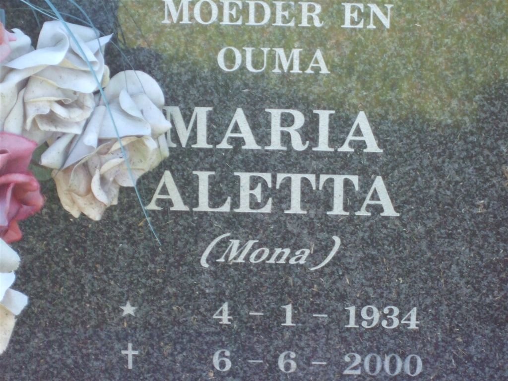 SWART Johannes Albertus 1927-1998 &amp; Maria Aletta 1934-2000