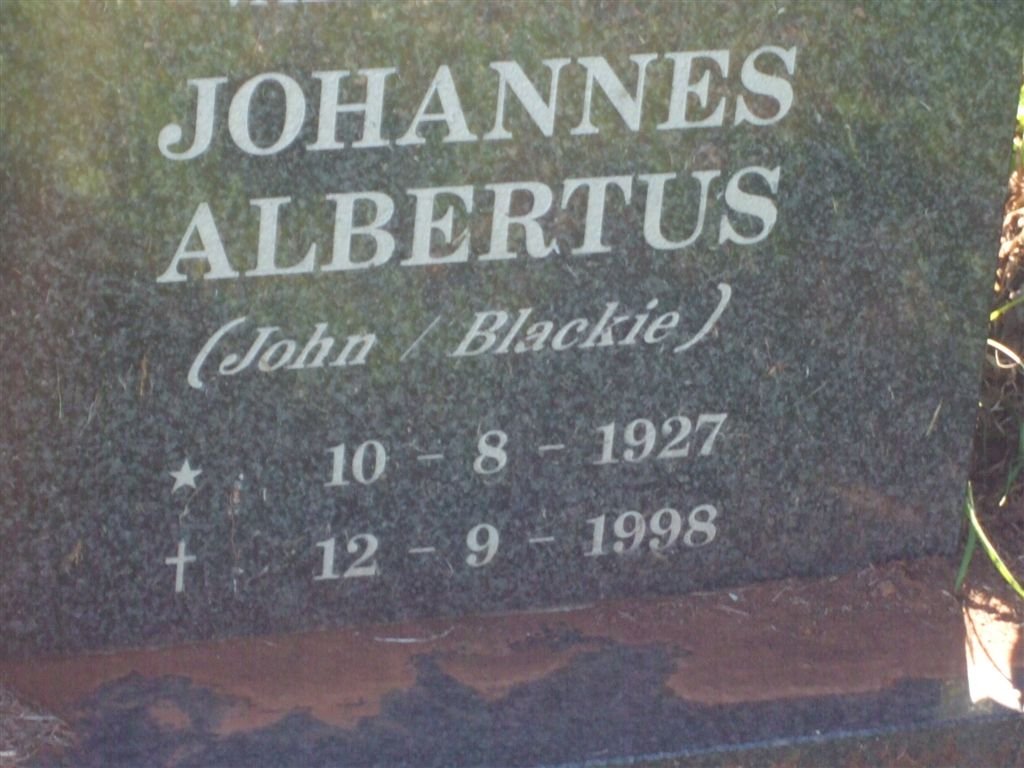 SWART Johannes Albertus 1927-1998 &amp; Maria Aletta 1934-2000
