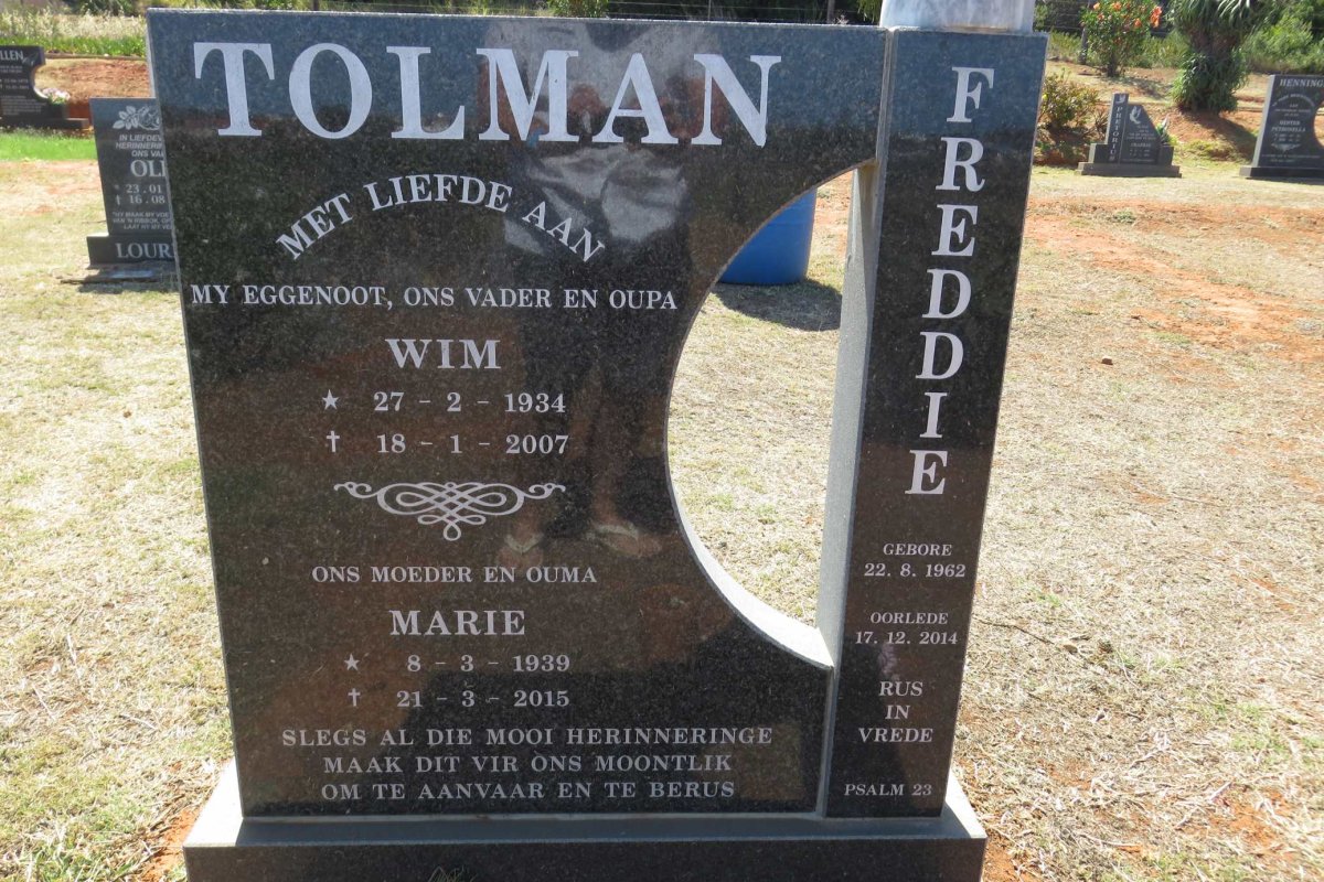TOLMAN Wim 1934-2007 &amp; Marie 1939-2015 :: TOLMAN Freddie 1962-2014
