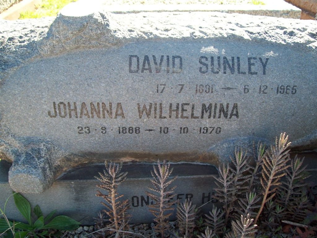 UYS David Sunley 1891-1965 &amp; Johanna Wilhelmina 1888-1970